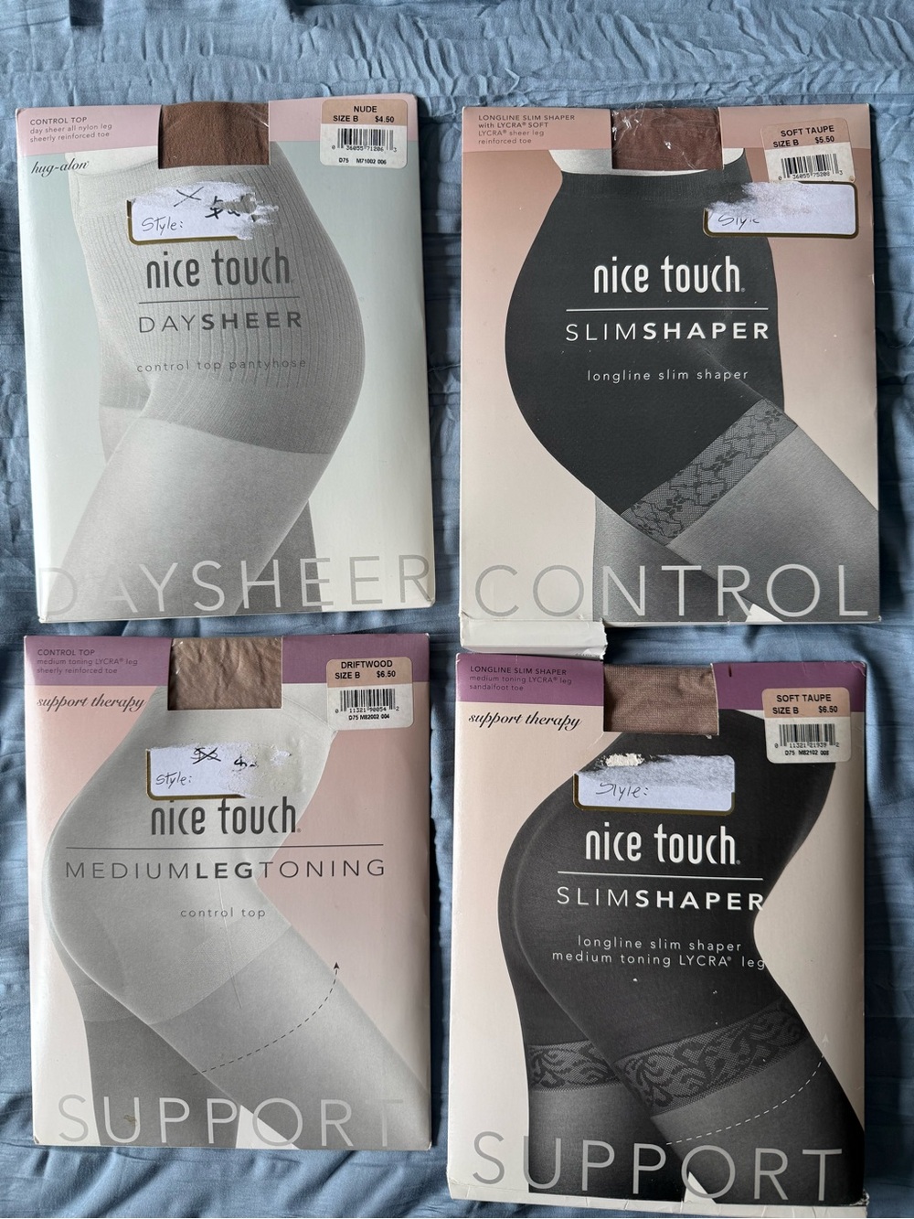 Bundle 4 Nice Touch Shaper & Support Pantyhose- Soft Taupe/Nude/ M